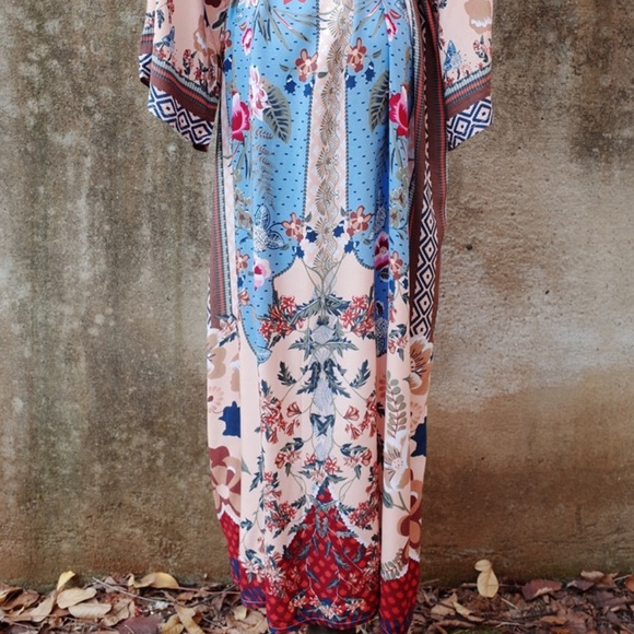 Boho multicolored kimono rap cover up - Picture 6 of 8